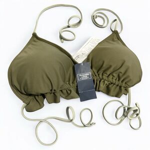 ABERCROMBIE & FITCH OLIVE GREEN RUFFLE STRING BIKINI TOP – SIZE XL